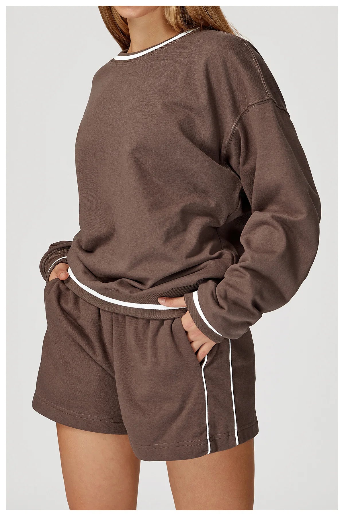 Women Long Sleeved New Winter Color Blocking Hoodie Outdoor Casual Running Sports Top Loose Round Neck Top Fashionable Hoodie