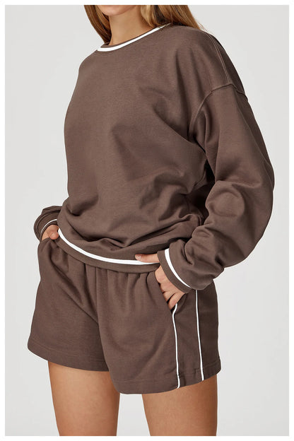 Women Long Sleeved New Winter Color Blocking Hoodie Outdoor Casual Running Sports Top Loose Round Neck Top Fashionable Hoodie