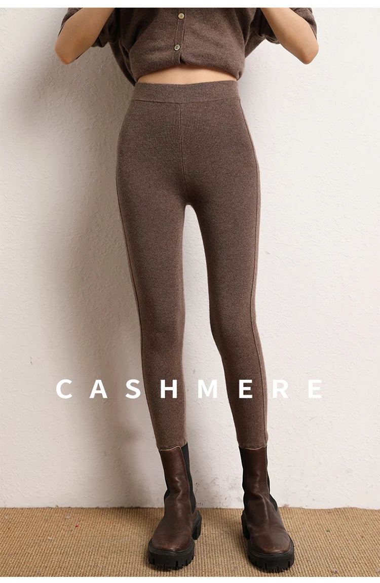 High Quality Women 100% Cashmere Legging Basic Soft elastic Pants Autumn Winter Cashmere Knitted Legging Trousers Warm Comfy