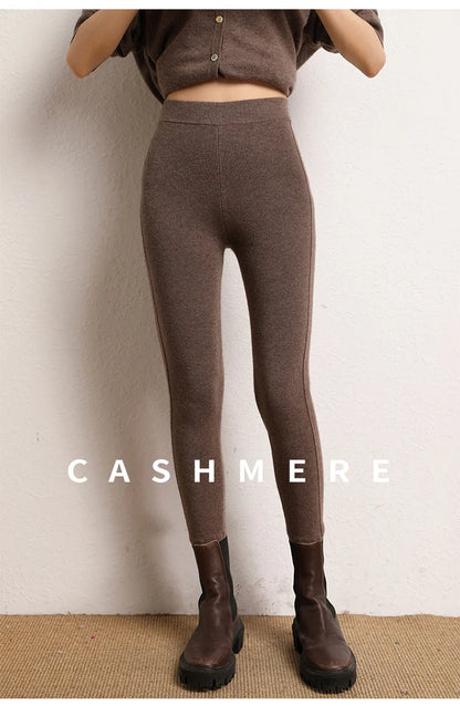 High Quality Women 100% Cashmere Legging Basic Soft elastic Pants Autumn Winter Cashmere Knitted Legging Trousers Warm Comfy