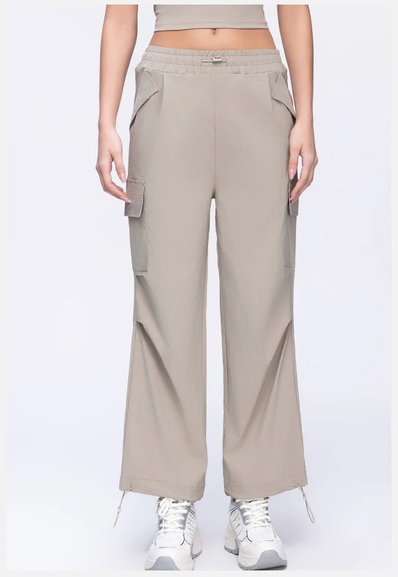 New Summer Outdoor Sports Women High Waisted Pants Straight Leg Casual Pants Gym Slimming Sweatpants Outdoor Sports RunningPants