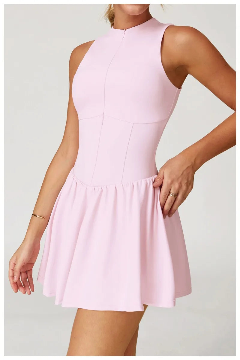Tennis Skirt Sports Fitness Stand-up Collar Anti-light Golf Badminton Casual Fitness Workout Clothing Gym Yoga Suit for Women
