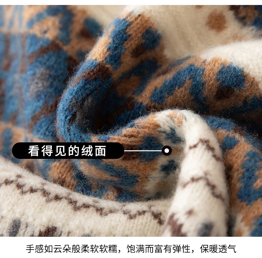 Autumn/Winter New Men's Sweater Jumper 100% Pure Wool Knitt Half High Neck Pullover Business Casual Jacquard Thickened Menswear