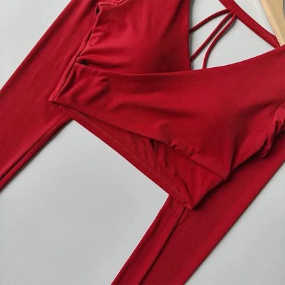 Yoga Top with Chest Pads Cross V-Neck Long Sleeves Women's Slim-Fit Running Training Cropped Navel-Baring Pilates Top  Fitness