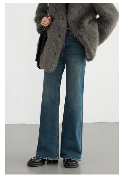 CHIC VEN Women Jeans New High Waist Flare Denim Pants Micro Elastic Woman Trousers Horseshoe Pant Female Autumn Winter 2023