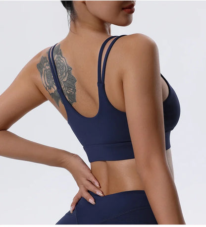 Women Fitness Sports Bra Sexy Top Gym Yoga Bra  Athletic Back Cutout Cross Tight Gym Push Up Workout Soft With Chest Pad