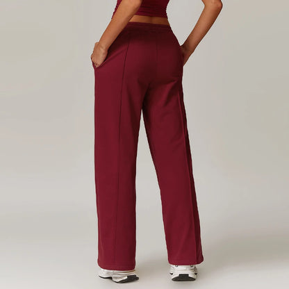 Hearuisavy Winter Pocket High Waist Jogger Sports Pants Female Fitness Gym Pants Casual Loose Sweatpants Wide Leg Trousers