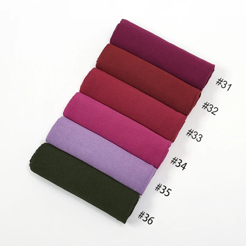 New Arrival Crinkle Rayon Hijab Women Muslim Scarf Shawls Solid Headscarf Wraps Big Size Plain Islamic Turban Headbands Foulard