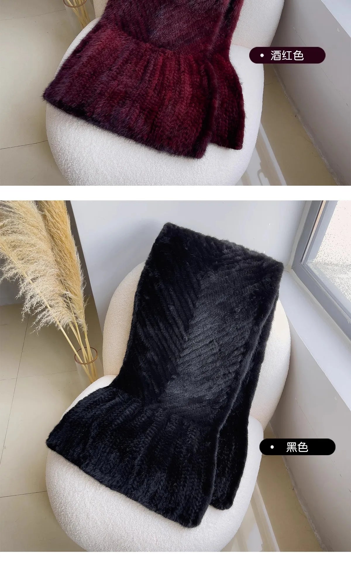 New mink woven women's scarf autumn and winter twill shawl warm herringbone scarfs fur Knitting high quality fishtail Scarves
