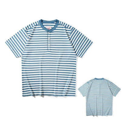 American Retro Sea Soul Shirt 270g Heavy Cotton T-shirt Men's Casual Round Neck Short Sleeve T-shirt Striped Base T-shirt