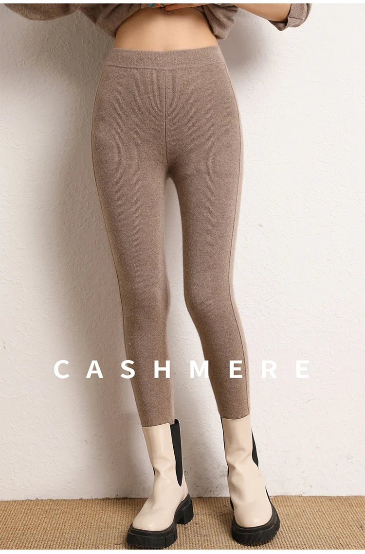 High Quality Women 100% Cashmere Legging Basic Soft elastic Pants Autumn Winter Cashmere Knitted Legging Trousers Warm Comfy