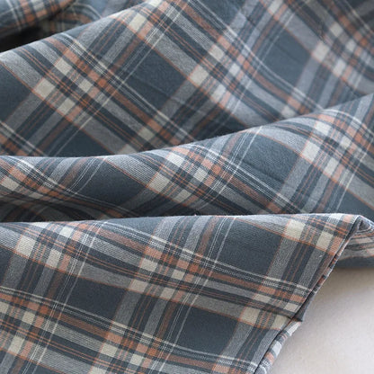 2026 New Spring and Autumn Men's Sleeper Pants 100% Cotton Gauze Japanese Checkered Pants Elastic Waist Home Pants Sleepwear