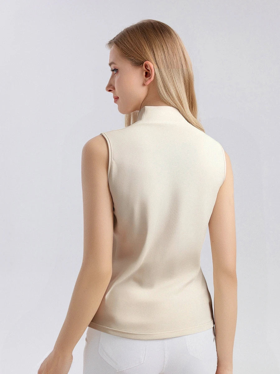 SuyaDream. Women Solid Tanks, 92%Real Silk, Mock Neck, Sleeveless Chic T Shirt, 2025 Solid Summer Vests