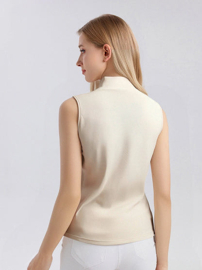 SuyaDream. Women Solid Tanks, 92%Real Silk, Mock Neck, Sleeveless Chic T Shirt, 2025 Solid Summer Vests