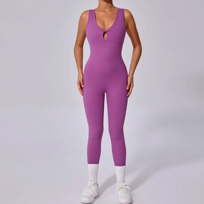 Seamless Yoga Jumpsuits Sports Fitness One-Piece Tight Sleeveless Beauty Back Workout Gym Running Training Bodysuits for Women
