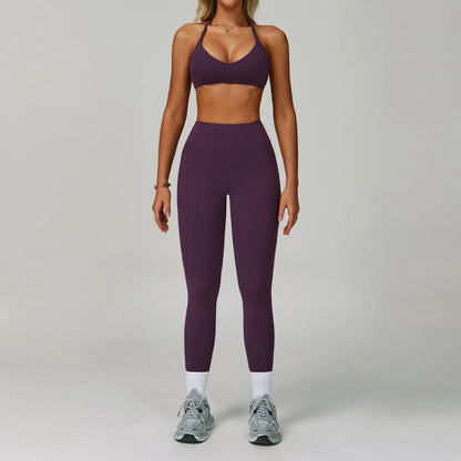 Hearuisavy Women's Running Comfort 2Pcs Sports Pants Set High Waist Push Up Workour Sportswear Casual Cycling Jogging Yoga Bras
