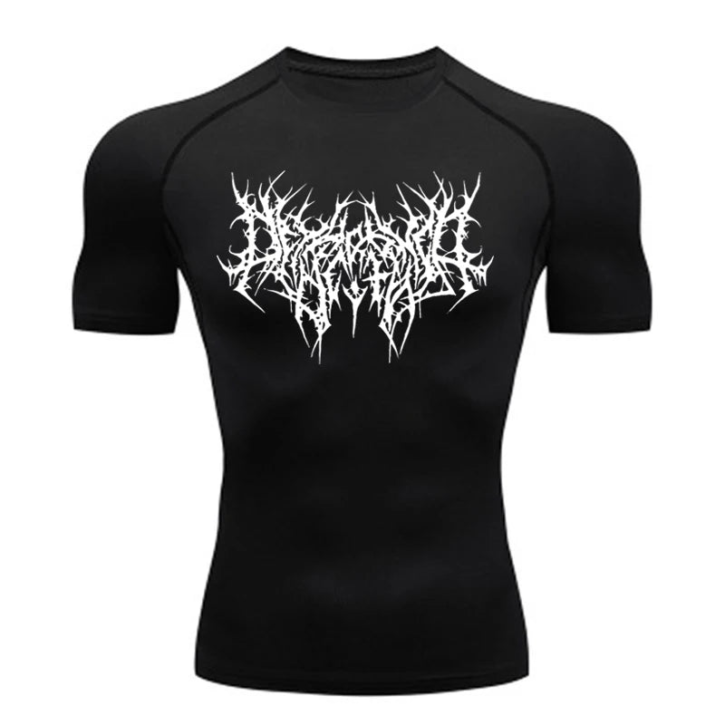 Short Sleeve Revena™ "Abstract Thorn" Pattern Elastic Compression Shirt (UNFINISHED)