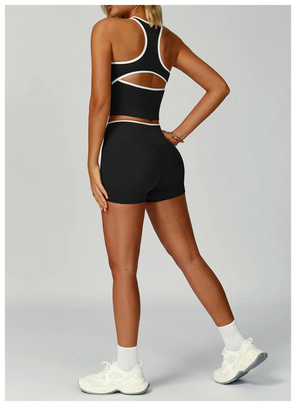 2PCS Workout Clothes Wide Leg Pant Yoga Suits Solid Color Bra Sports Set Gym Tracksuits Female Quick Dry Fitness Suit Sports Set