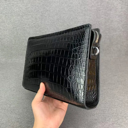 Authentic crocodile belly leather password lock handbag real crocodile leather men's business wrist bag card bag