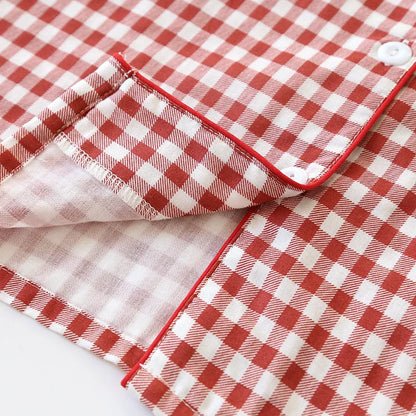 2026 Spring/Summer Couple Pajama Set 100% Cotton Double Layer Gauze Men's and Women's Japanese Plaid Set Long sleeved Home Fury