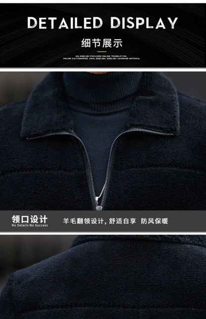 YOLANFAIRY Genuine Leather Men Sheep Sheared Grain Lamb Fur Coat Men Real Woolen Jackets Men's Clothing Mens Fur Jacket Coat
