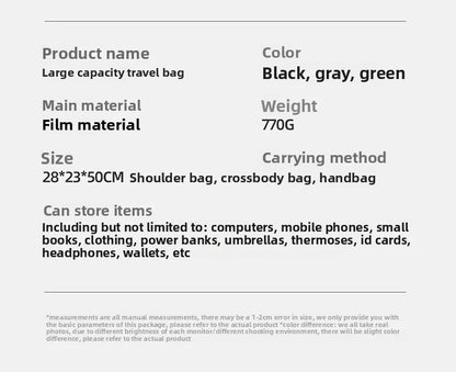 Custom Large Capacity Travel bag Totes Waterproof Crossbody Bag Man  Leather Travel Bag Handheld Bag print logo Business Handbag
