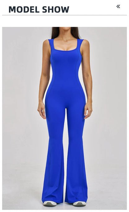 TRY TO BN Women Yoga Jumpsuit Beautiful Back High Strength Fitness Workout Bodysuit One Piece Sportswear Flare Pants Gym Clothes