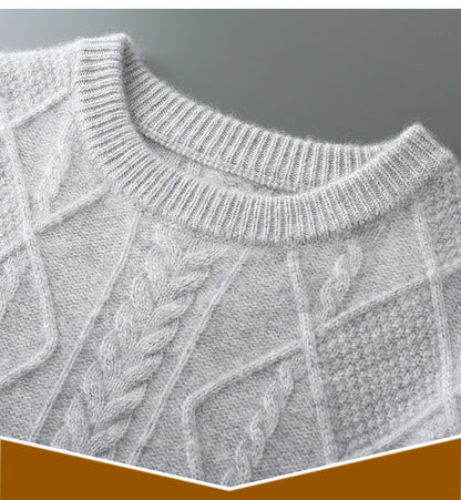 100% Pure Merino Wool Pullover 2025 Autumn/Winter New Men's Round Neck Business Casual Cashmere Sweater Loose Solid Color Tops