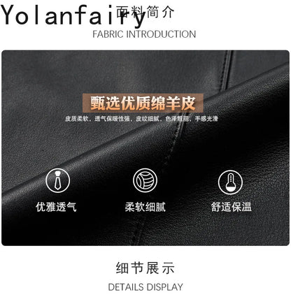 YOLANFAIRY Top Quality Real Sheepskin Genuine Leather Jacket Man Clothing Short Casual Leather Coat Soft Leather Jackets abrigos