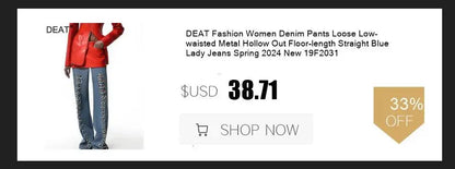 DEAT Fashion Pleated High Waisted Wide Leg Pants Women's Front Seam Straight Leg Beige Loose Trousers Summer New 7A4548
