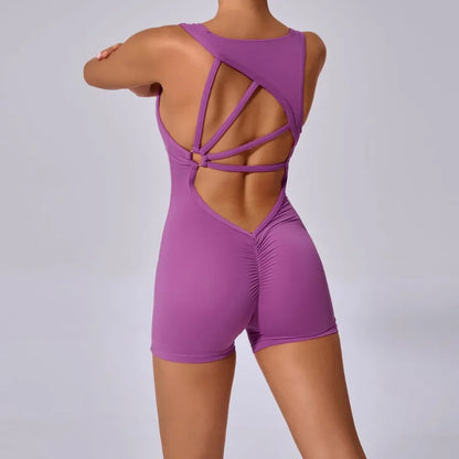 Seamless Yoga Jumpsuits Sports Fitness One-Piece Tight Sleeveless Beauty Back Workout Gym Running Training Bodysuits for Women