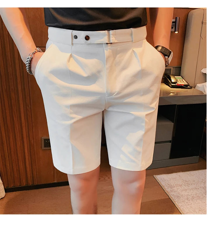 4 Color Summer British Style Suit Shorts 2023 Men Naples Business Casual Slim Fit Short Pant Fashion Slim Fit Solid Color Pants