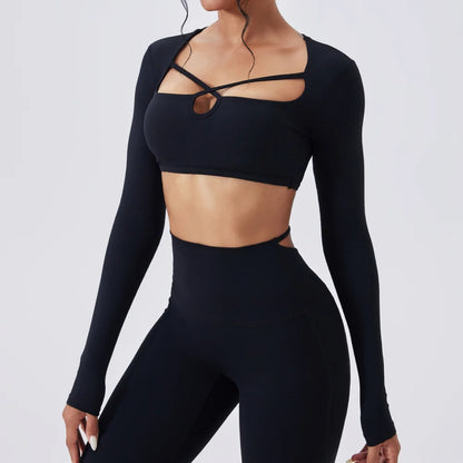 Women's Yoga Long Sleeved Sports T-Shirt Running Workout Gym Fitness Top Yoga Shirt Female Sports Long Sleeved Sportswear