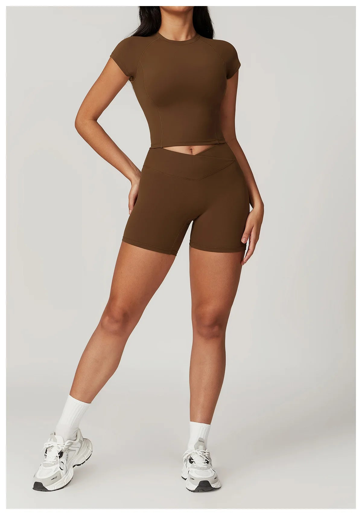 2 Pieces Yoga Set Gym Clothes Sportswear Yoga Suits For Women Fitness Short Sleeve Crop Top Tracksuits Sports Bra Gym Leggings