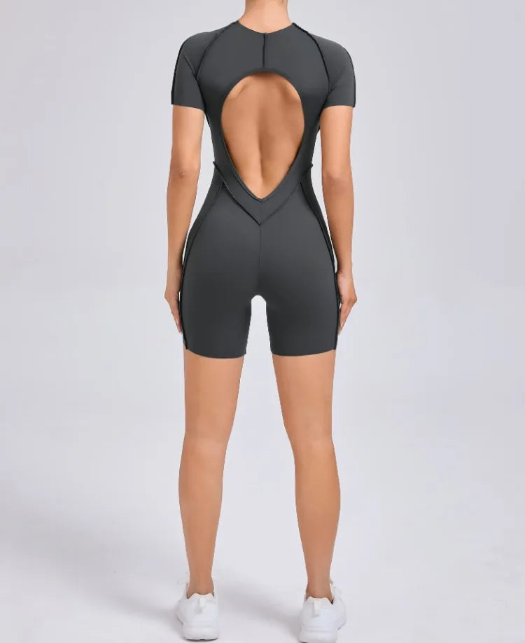 Seamless Yoga Jumpsuits Sports Fitness Splicing Hip-lifting One-Piece Hollow-out Beauty Back Gym Workout Bodysuits for Women