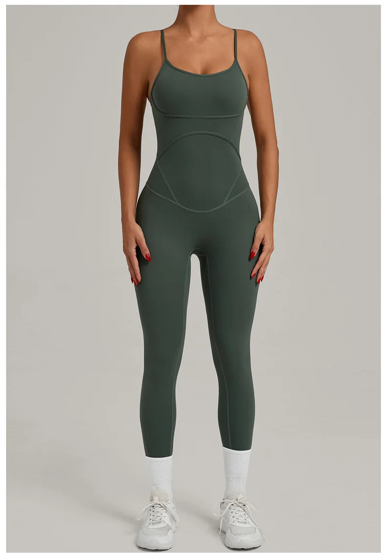 TRY TO BN Sports Jumpsuit Yoga Cross Adjustable Shoulder Straps Fitness Workout Bodysuit One Piece Sportswear Gym Women Clothing
