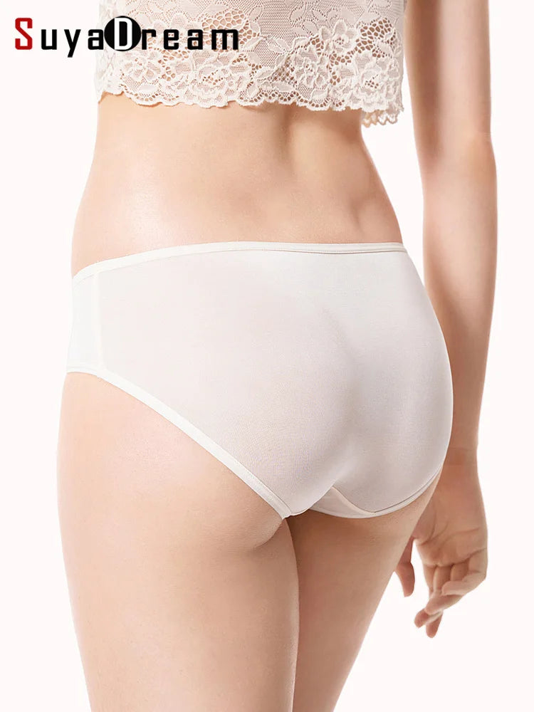 SuyaDream 3pcs/lot Women Panties 100%Natural silk Low-rise Briefs Healthy Basic Everyday Wear Underwears, Summer New Intimates