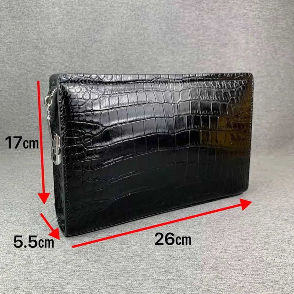 Authentic crocodile belly leather password lock handbag real crocodile leather men's business wrist bag card bag