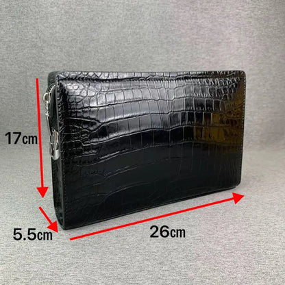 Authentic crocodile belly leather password lock handbag real crocodile leather men's business wrist bag card bag
