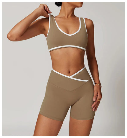 V-Neck Sports Bra Women Top Push Up Sport Underwear Yoga Vest Gym Crop Top Brassiere Fitness Top Workout Breathable Beauty Back