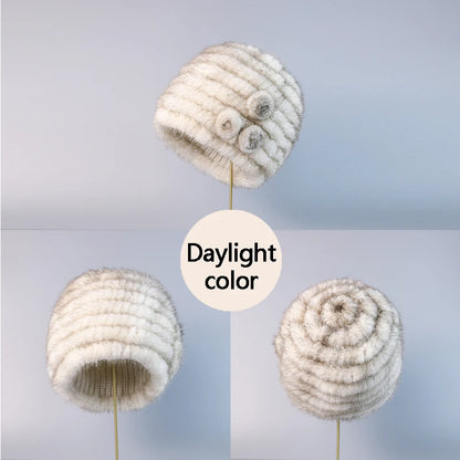 New fashion Genuine real natural women's knitted Mink Fur Hat  hand made knit Fashion Winter Headgear  brimless cap