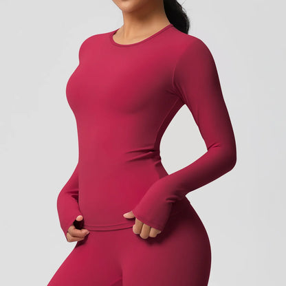 SWELTERING Women Yoga T-shirts Sports Top Long Sleeve Gym Workout Running Shirts Exposed Navel Quick Dry Fitness Gym Sport Wear