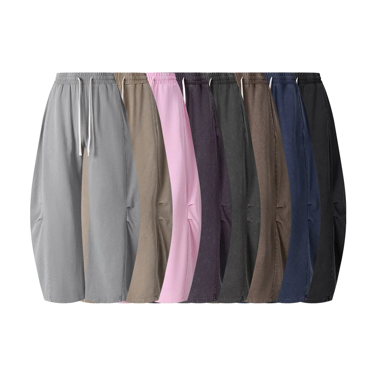 Custom LOGO Men's 320G retro fried snowflake 100% cotton high street scimitar straight tube old loose straight trousers