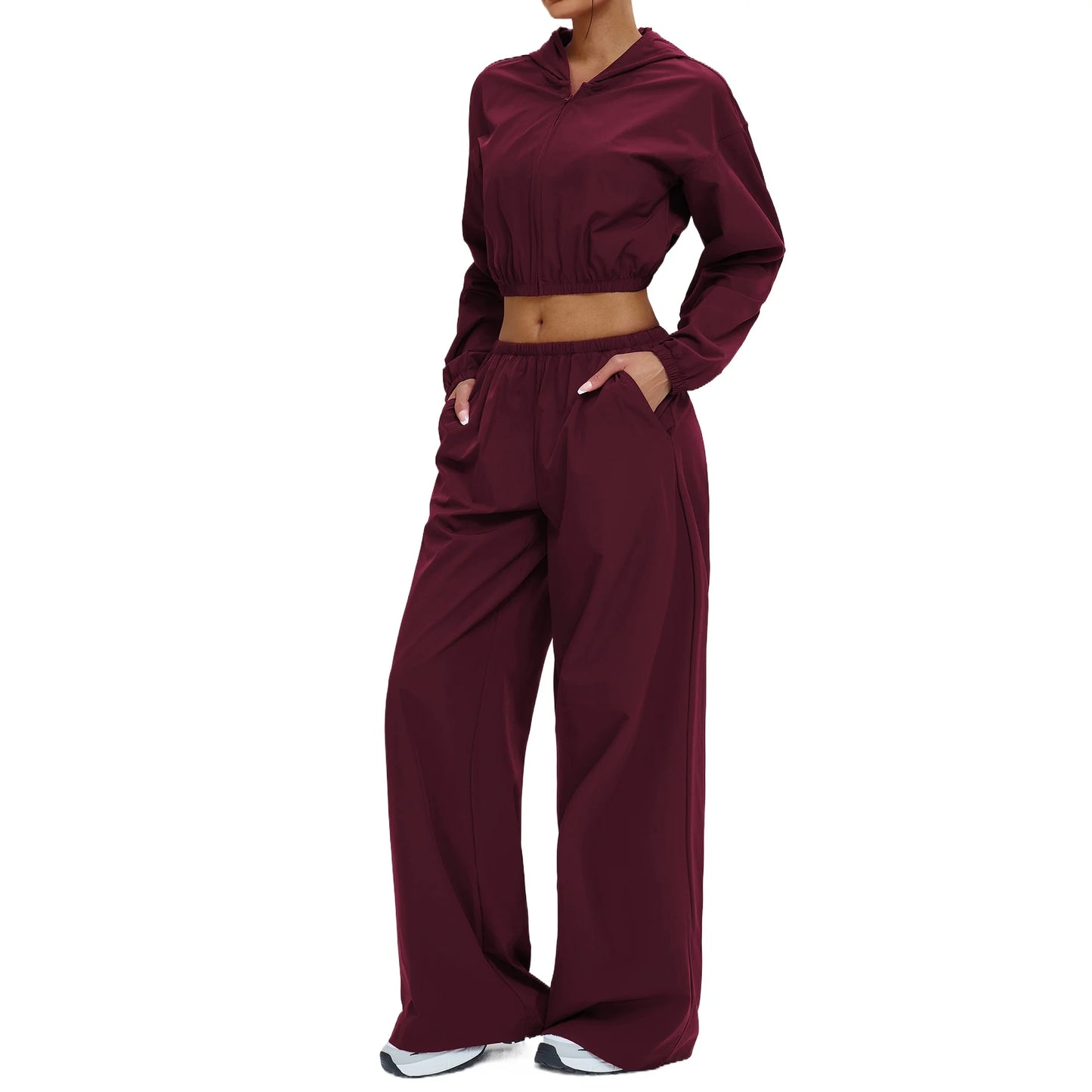 Custom LOGO Women's Sports Sunscreen Zipper Windproof Hooded Casual Suit Outdoor Sports Riding Two-piece Set