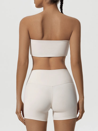 Summer Two Piece Fitness Sports Set Women Workout Yoga Outfit Strapless Bra Woman 2Ps Gym Crop Top Deportivos Mujer Gym Suits