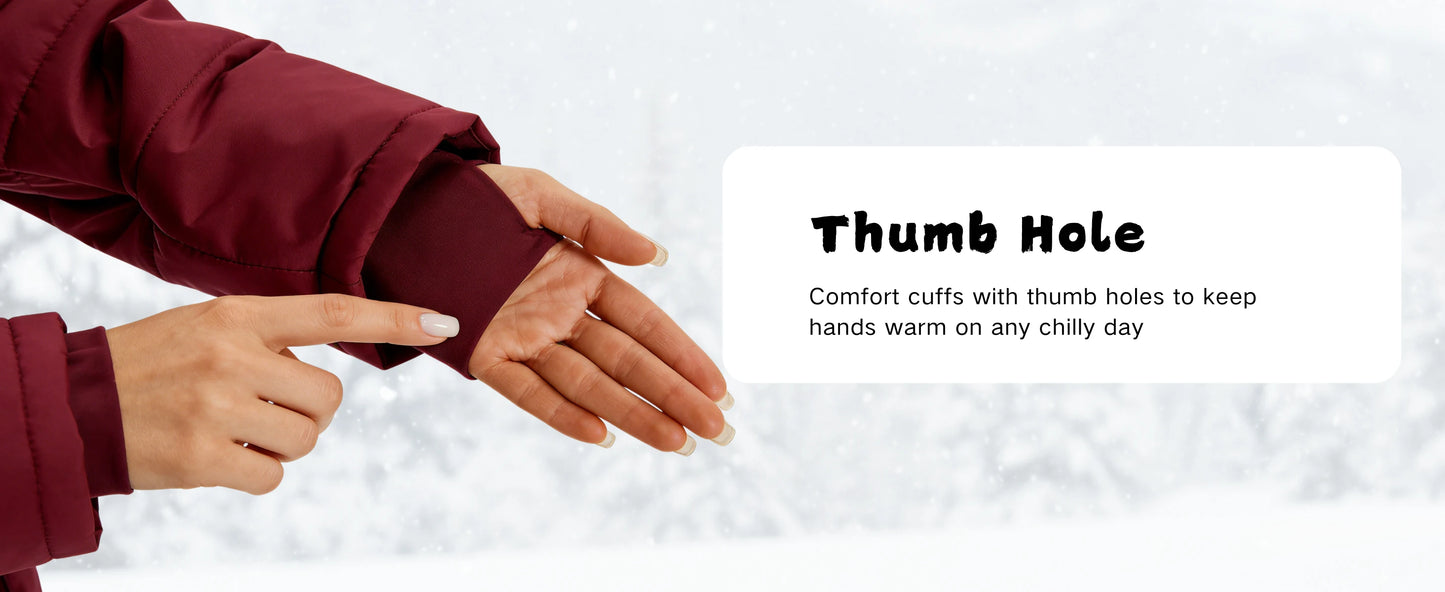 TACVASEN Womens Long Quilted Puffer Hood Jackets Winter Lightweight Warm Insulated Coat Windproof Waterproof Parkas with Pockets