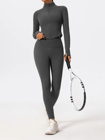 Hearuisavy Summer Ultra-Soft Fabrics 2Pcs Long Sleeve Gym Set Women Quick-Dry Yoga Clothes Workout Leggings Suit Sports Jackets