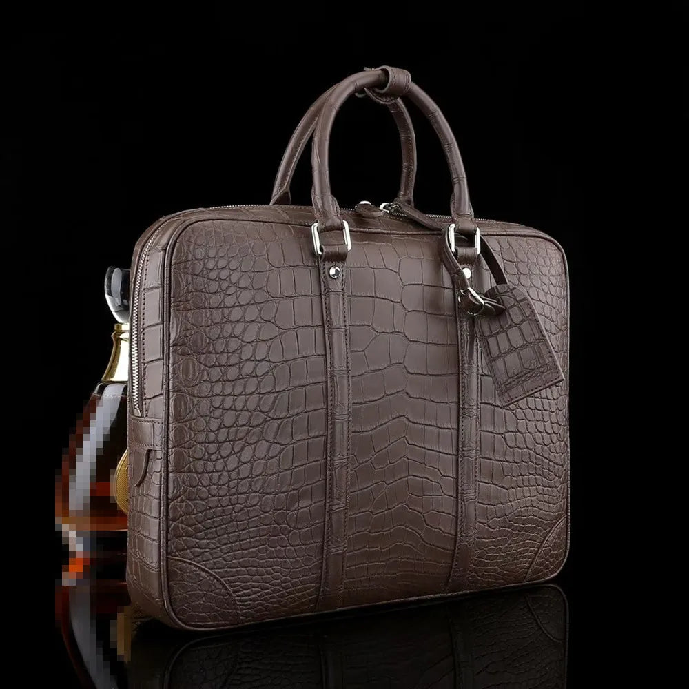 Real crocodile belly leather business men's business briefcase authentic crocodile leather men's large laptop handbag
