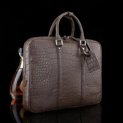 Real crocodile belly leather business men's business briefcase authentic crocodile leather men's large laptop handbag