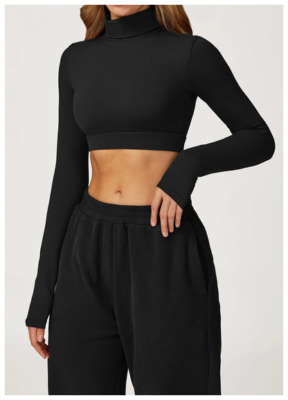 Female Gym Workout Shirts Yoga T-Shirt Fitness Long Sleeve Breathable High Elastic Crop Top Running Push Up Sports T-Shirt